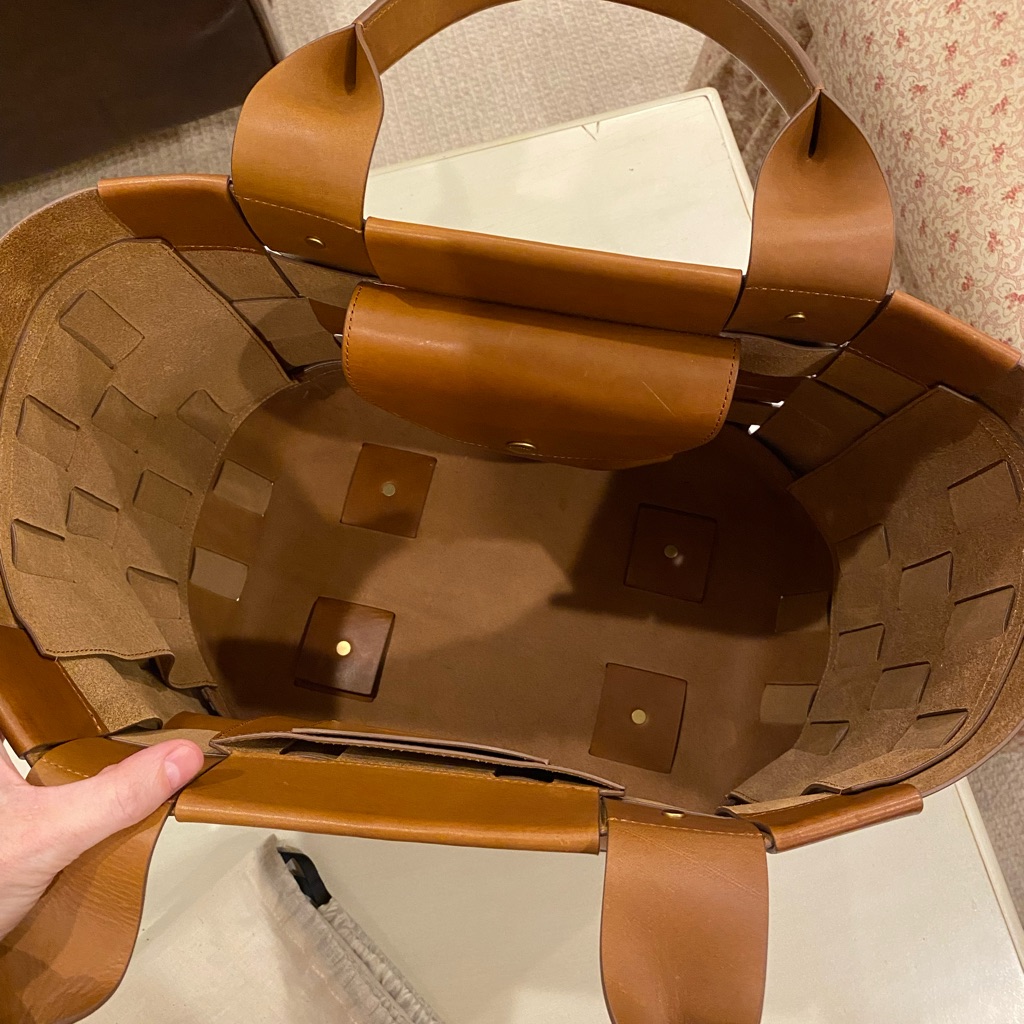 Shinola Detroit Bixby Basket Tote Bag- Large-Chesnut Brown Woven Leather Tote — image 7 of 8